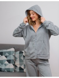 γυναικείο σετ φόρμες φούτερ με στρας - γκρί