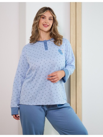 γυναικεία πυτζάμα φλοράλ plus size - σιέλ σε προσφορά