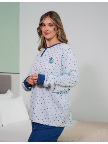 γυναικεία πυτζάμα φλοράλ plus size - μέντα σε προσφορά