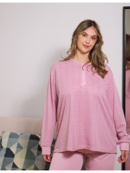 γυναικεία πυτζάμα plus size - ροζ