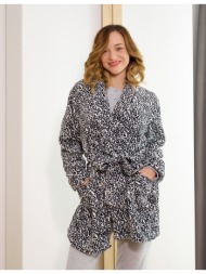 γυναικεία ρόμπα βελούδινη λεοπάρ - λευκό