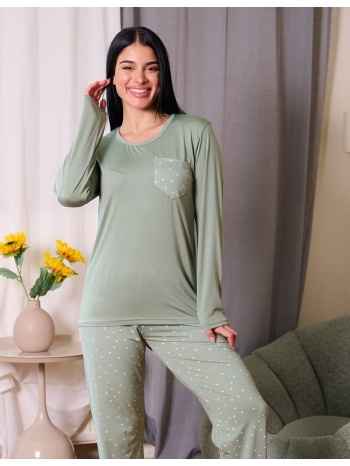 γυναικεία πυτζάμα πουά - μέντα σε προσφορά