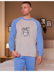 ανδρική πυτζάμα φθινοπωρινή - σιέλ