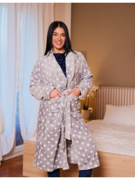 γυναικεία ρόμπα πουά βελούδινη - γκρί