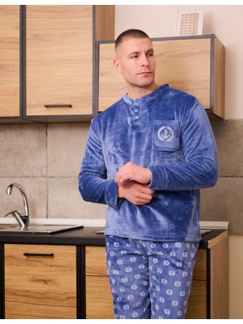 ανδρική πυτζάμα γούνινη - σιέλ σε προσφορά