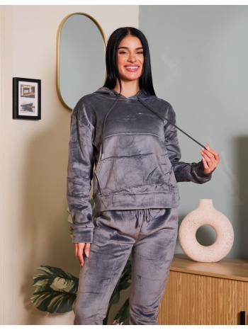 γυναικείο σετ φόρμες βελούδινες - γκρί σε προσφορά