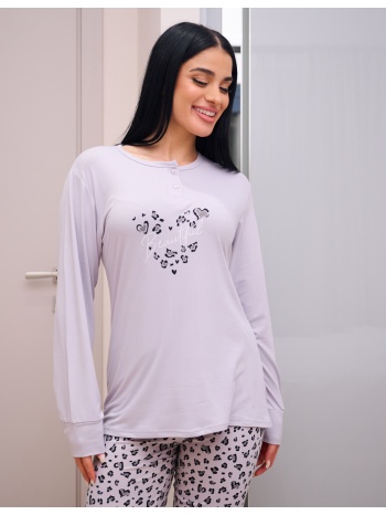 γυναικεία πυτζάμα με λεοπάρ παντελόνι - γκρί σε προσφορά