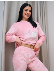 γυναικεία πυτζάμα βελούδινη - ροζ