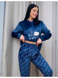 γυναικεία πυτζάμα βελούδινη - μπλέ