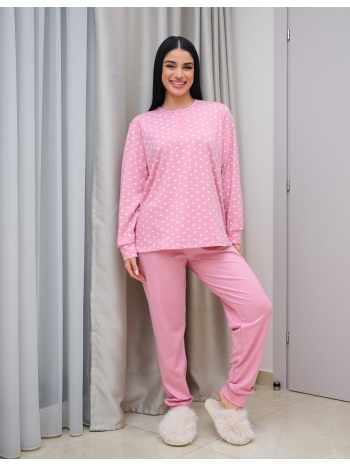 γυναικεία πυτζάμα με καρδούλες - ροζ σε προσφορά
