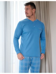 ανδρική πυτζάμα χειμερινή - σιέλ