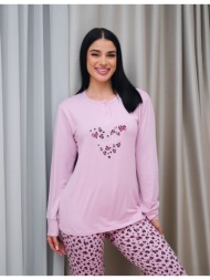 γυναικεία πυτζάμα με λεοπάρ παντελόνι - ροζ