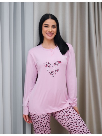 γυναικεία πυτζάμα με λεοπάρ παντελόνι - ροζ σε προσφορά