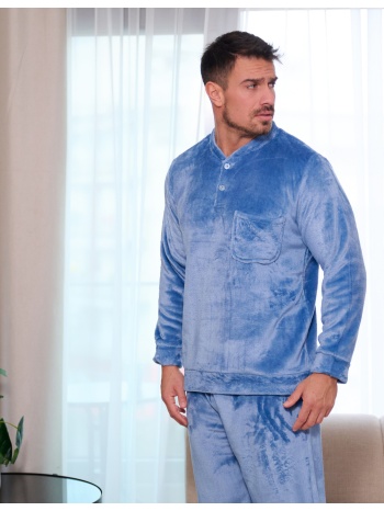 ανδρική πυτζάμα βελούδινη - σιέλ σε προσφορά