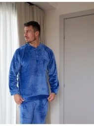 ανδρική πυτζάμα βελούδινη - μπλέ