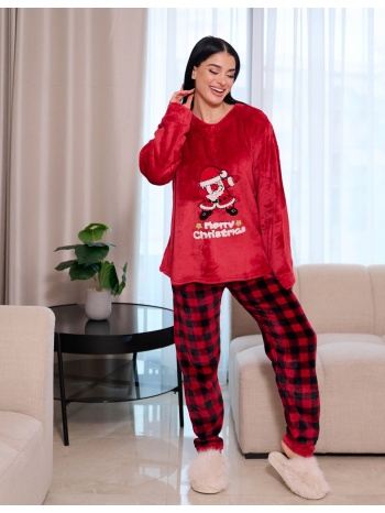 γυναικεία πυτζάμα βελούδινη χριστουγεννιάτικη - κόκκινο σε προσφορά