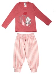 παιδική πυτζάμα με γάτα - ροζ