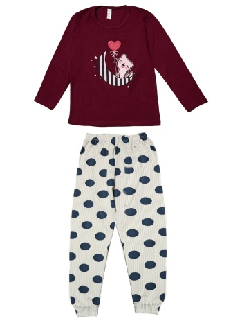 παιδική πυτζάμα με γάτα - μελιτζανί σε προσφορά