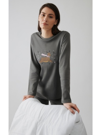 minerva γυναικεία πυτζάμα χειμερινή - γκρί σκούρο σε προσφορά