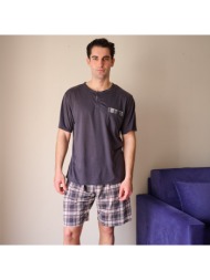 ανδρικό τριπλό σετ πυτζάμας - ανθρακί