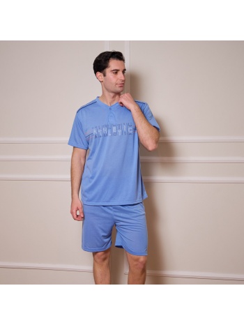 ανδρικό τριπλό σετ πυτζάμες - σιέλ σε προσφορά