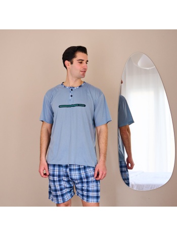 ανδρική πυτζάμα καλοκαιρινή - σιέλ σε προσφορά