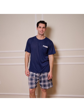 ανδρικό τριπλό σετ πυτζάμας - μπλέ σε προσφορά