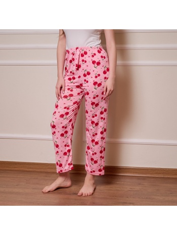 γυναικείο παντελόνι πυτζάμας με κερασάκια - ροζ σε προσφορά