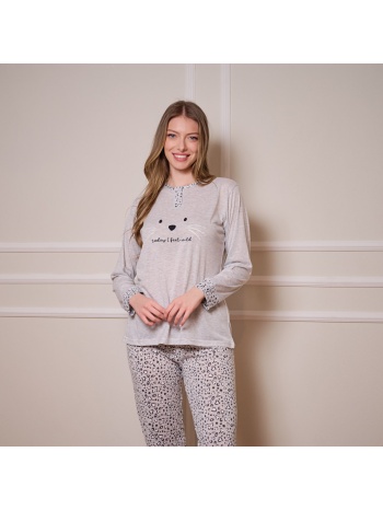 γυναικεία πυτζάμα ανοιξιάτικη - γκρί σε προσφορά