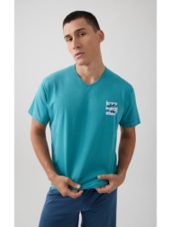 minerva ανδρική πυτζάμα καλοκαιρινή - πετρόλ