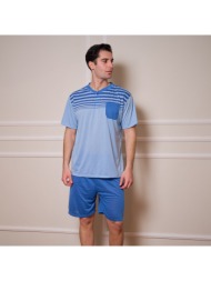 ανδρικό τριπλό σετ πυτζάμες - σιέλ