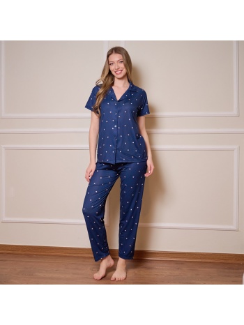 γυναικεία πυτζάμα ανοιξιάτικη με καρδούλες - μπλέ σε προσφορά