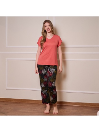 γυναικεία πυτζάμα ανοιξιάτικη - κεραμιδί σε προσφορά