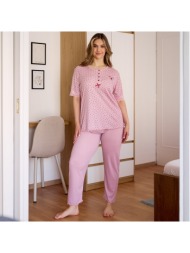 γυναικεία πυτζάμα ανοιξιάτικη plus size - ροζ