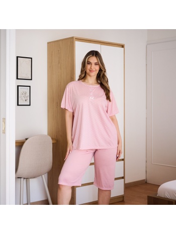 γυναικεία πυτζάμα καλοκαιρινή plus size - ροζ σε προσφορά