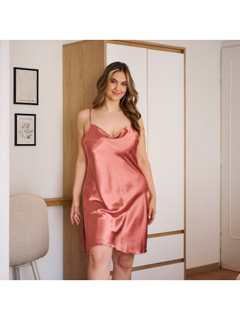γυναικείο babydoll σατέν plus size - σαμπανιζέ σε προσφορά