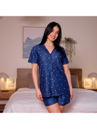 γυναικεία πυτζάμα με καρδούλες - μπλέ