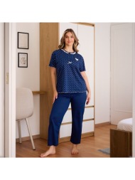 γυναικεία πυτζάμα ανοιξιάτικη plus size - μπλέ