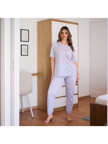γυναικεία πυτζάμα ανοιξιάτικη plus size - γκρί σε προσφορά