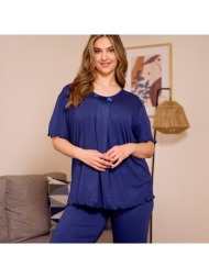 γυναικεία πυτζάμα καλοκαιρινή plus size - μπλέ