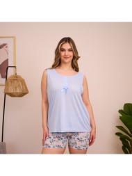 γυναικεία πυτζάμα καλοκαιρινή plus size - σιέλ