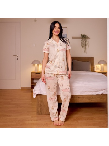 γυναικεία πυτζάμα ανοιξιάτικη - εκρού σε προσφορά
