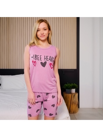 γυναικεία πυτζάμα καλοκαιρινή - μελιτζανί σε προσφορά