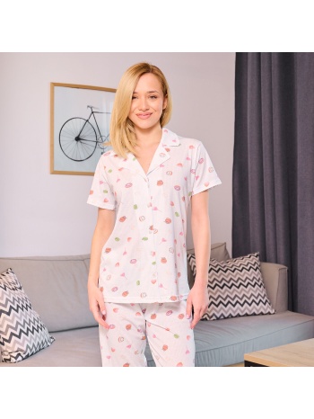 γυναικεία πυτζάμα ανοιξιάτικη - σιέλ σε προσφορά