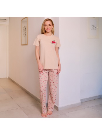 γυναικεία πυτζάμα ανοιξιάτικη - μπέζ σε προσφορά