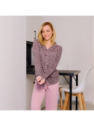 γυναικεία πυτζάμα λεοπάρ με κουμπιά - ροζ