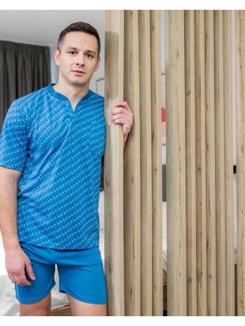 ανδρική πυτζάμα καλοκαιρινή - γαλάζιο σε προσφορά