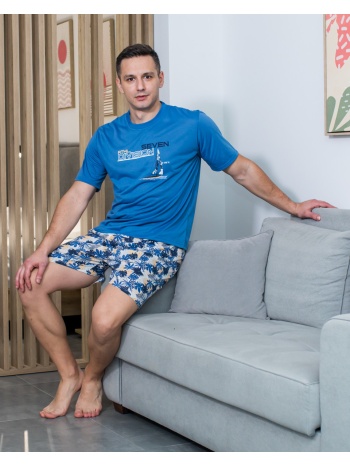 ανδρική πυτζάμα καλοκαιρινή - μπλέ σε προσφορά