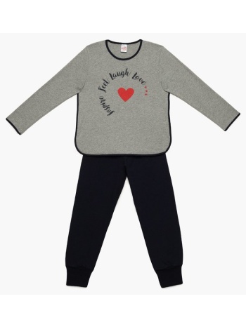 minerva παιδική πυτζάμα love more - γκρί-μελανζέ σε προσφορά