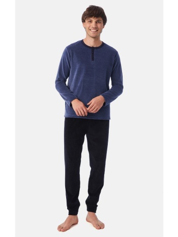 minerva ανδρική πυτζάμα βελούδινη - μπλέ σε προσφορά